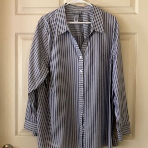Catherines Blue and White Striped Button Down Shirt